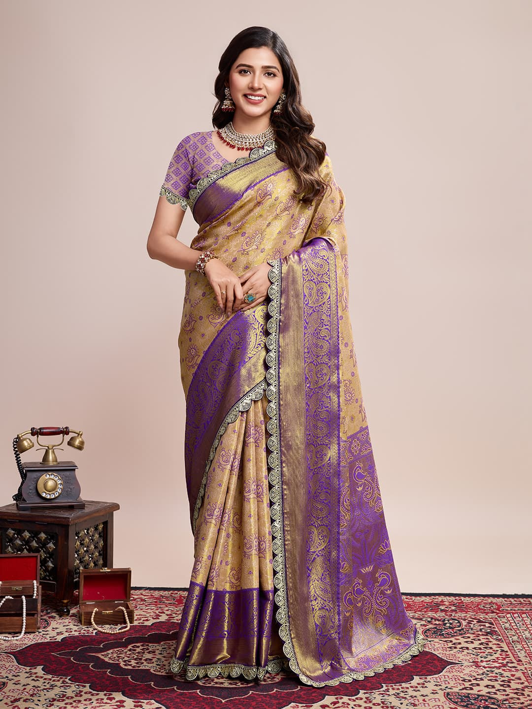 Aaradhya Saree with Jari Work – Kanjivaram Semi Silk