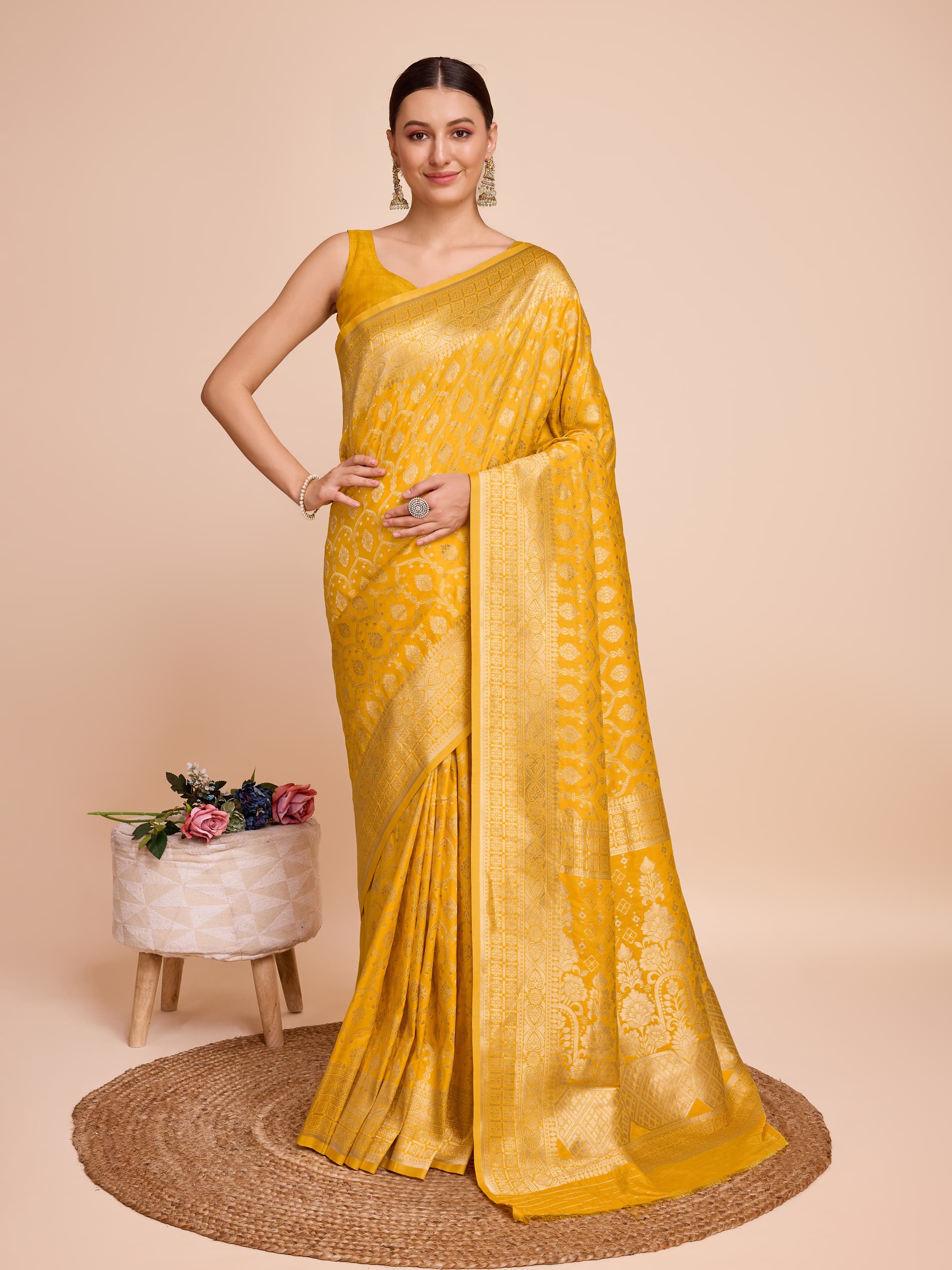 Panchvati Handloom Pure Silk Saree with Golden Zari Weaving